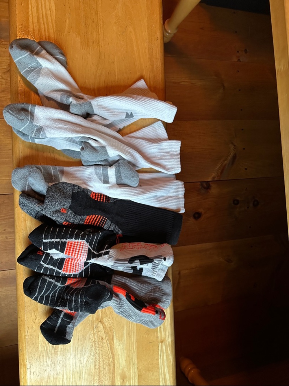Under Armour Men's Athletic Crew Socks - White, Black, Gray with Orange Accents